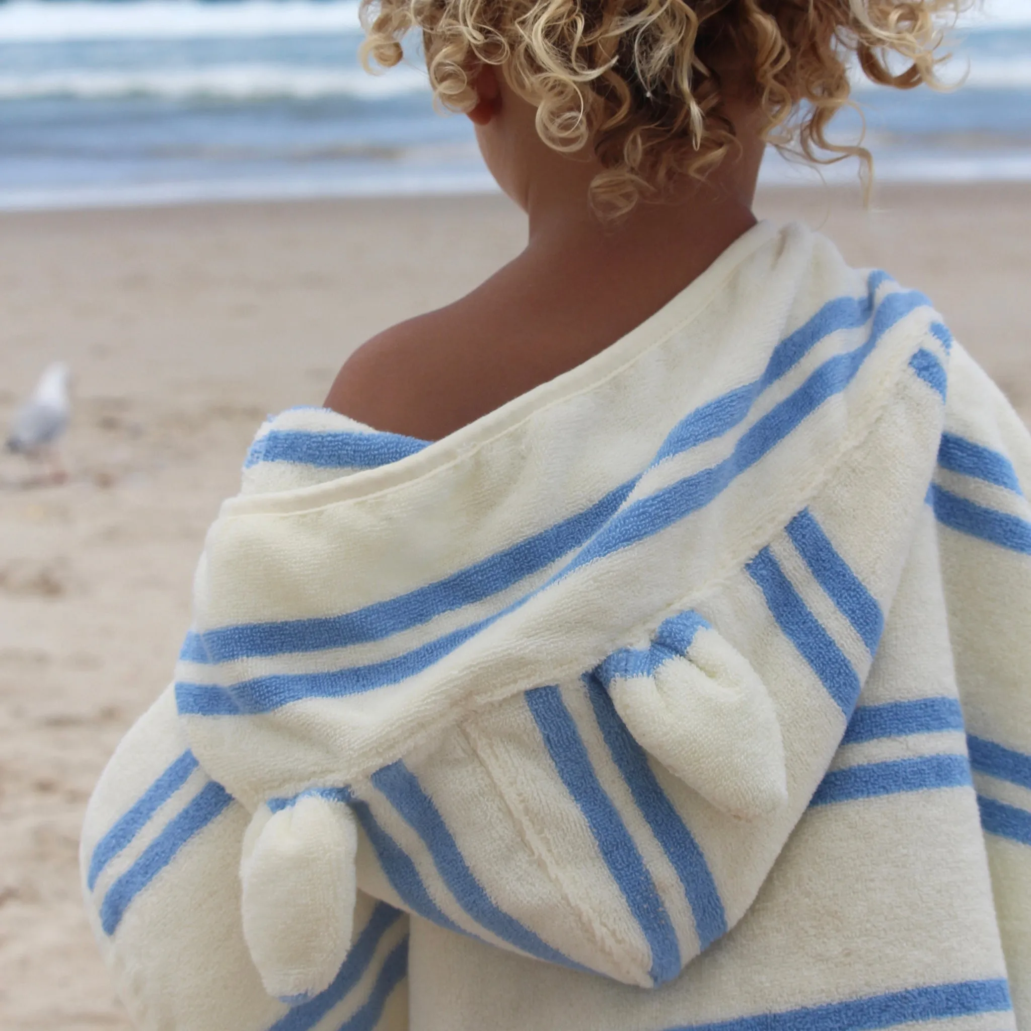 Beach Poncho | Sid the Seagull Blue Stripe