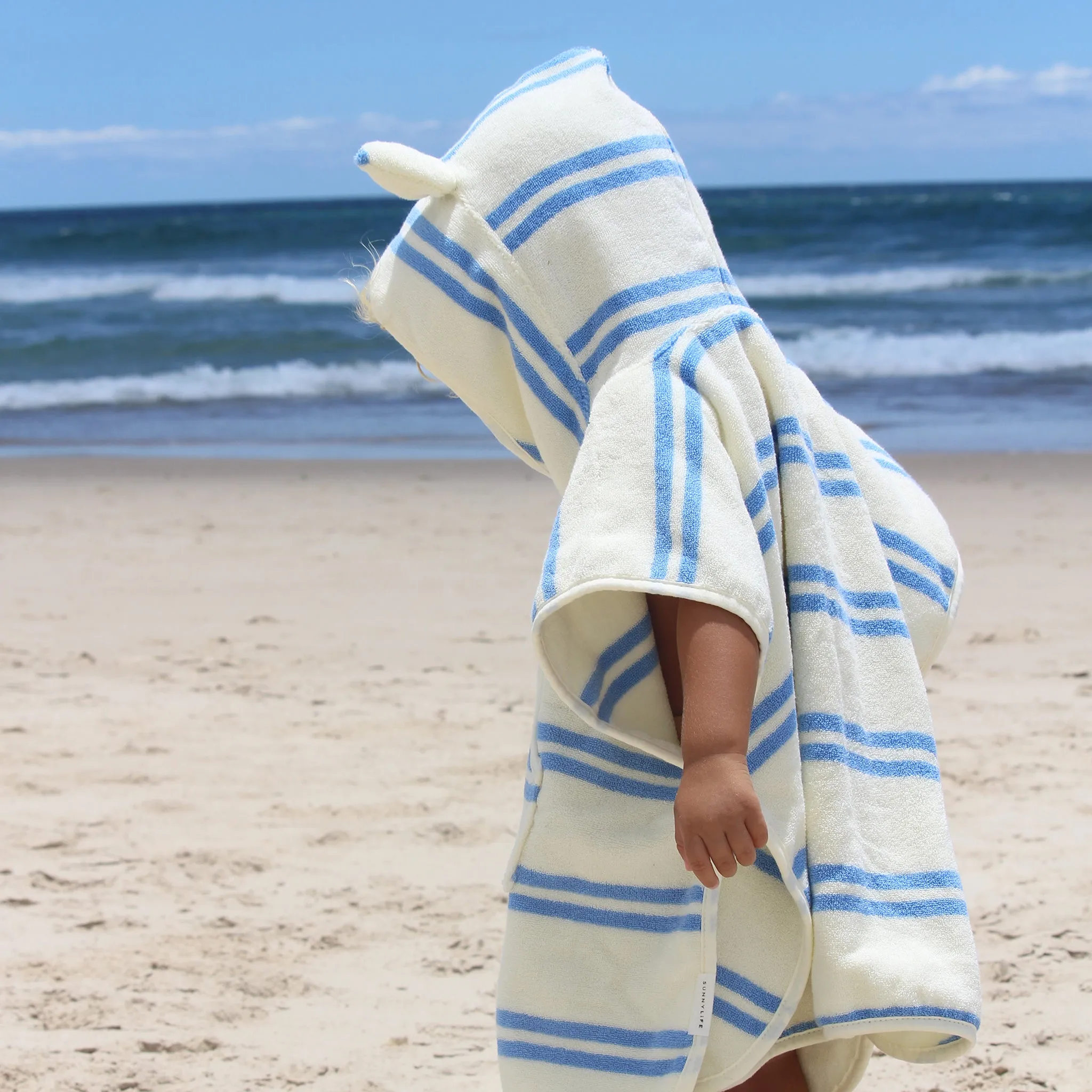 Beach Poncho | Sid the Seagull Blue Stripe