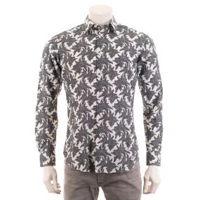 Beige Linen Printed Long Sleeves Shirt