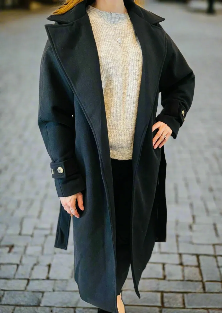 BLACK ALBA CINCH COAT