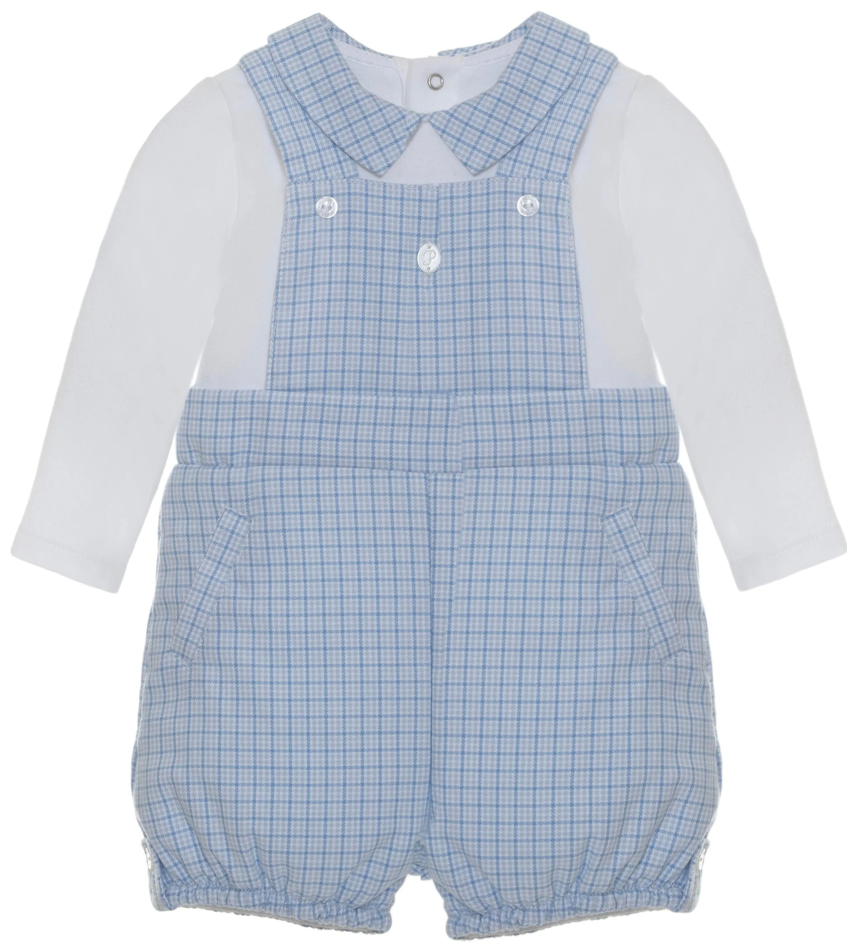 Blue Plaid Overall Set