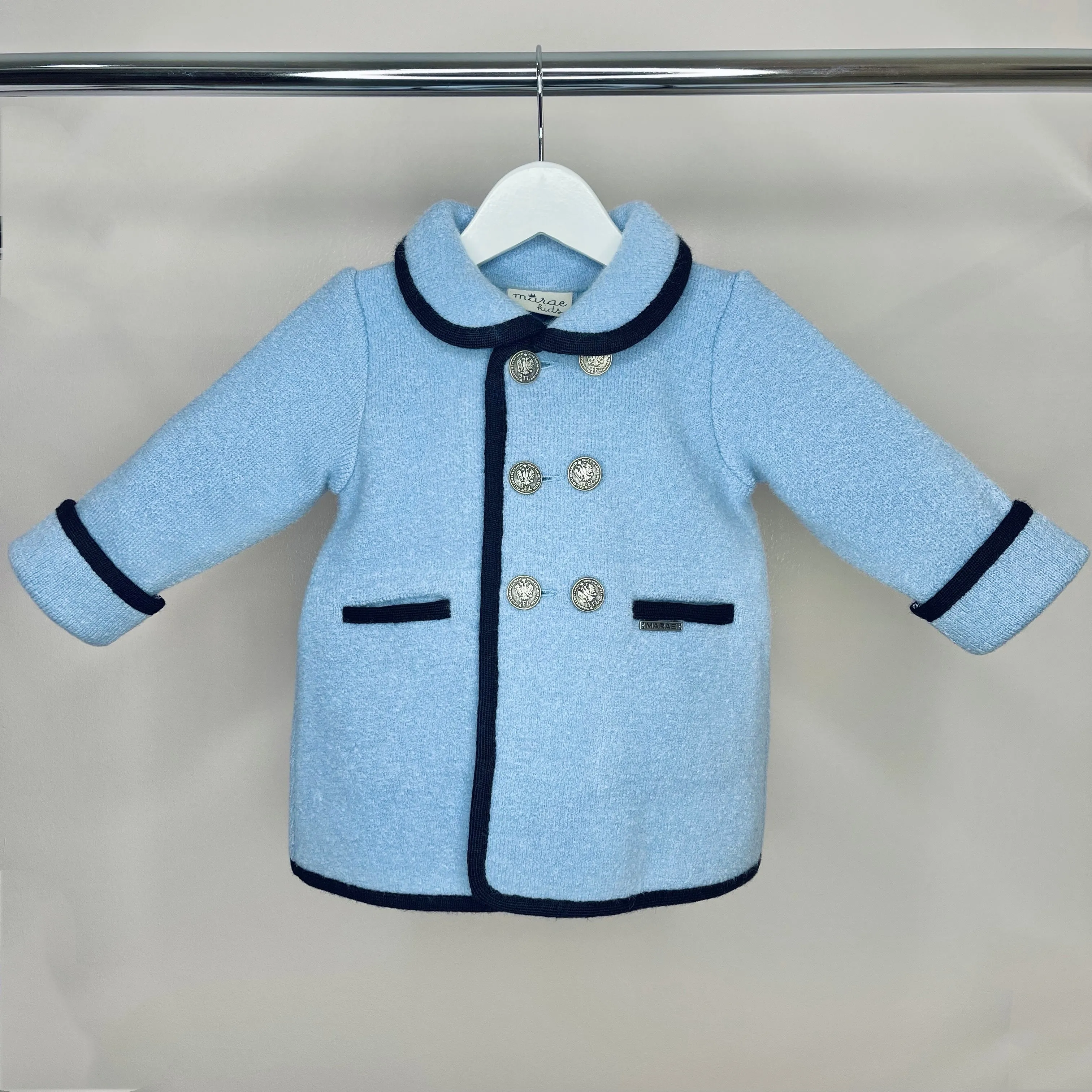 Boys Blue With Navy Trim Long Marae Coat