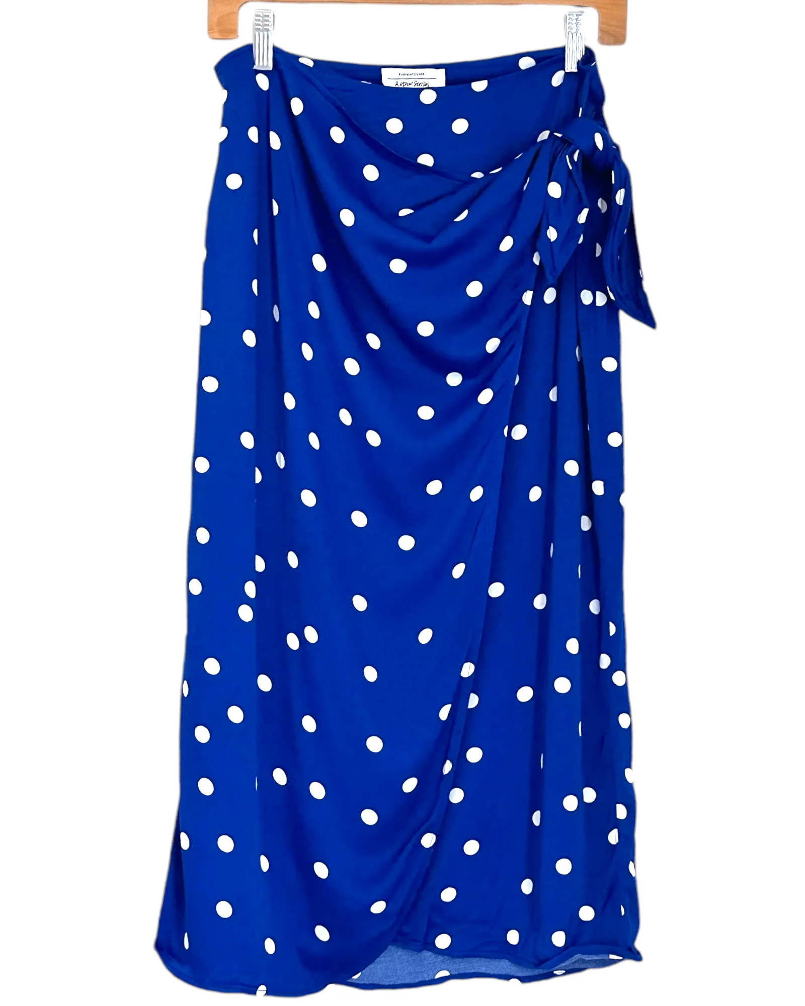 Bright Winter Dot Print Knot Wrap Midi Skirt