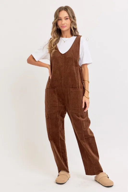 Brown Corduroy Overall Jumpsuit