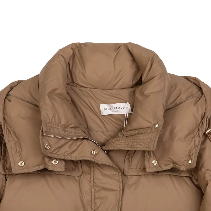 Camel Long Winter Down Puffer Jacket