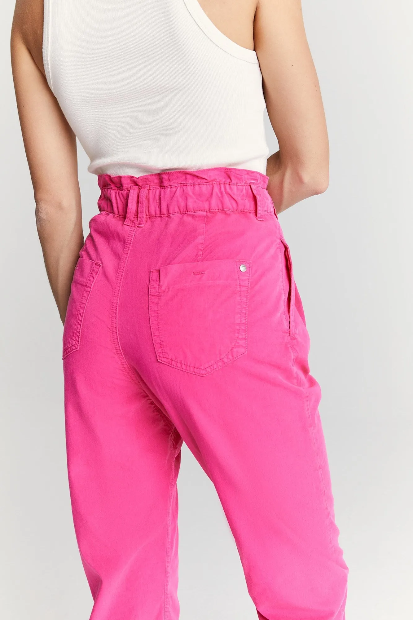 Camila High Waist Paperbag Chino Pants Pink