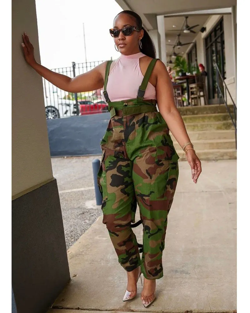 Cargo Camo High Waist Overall