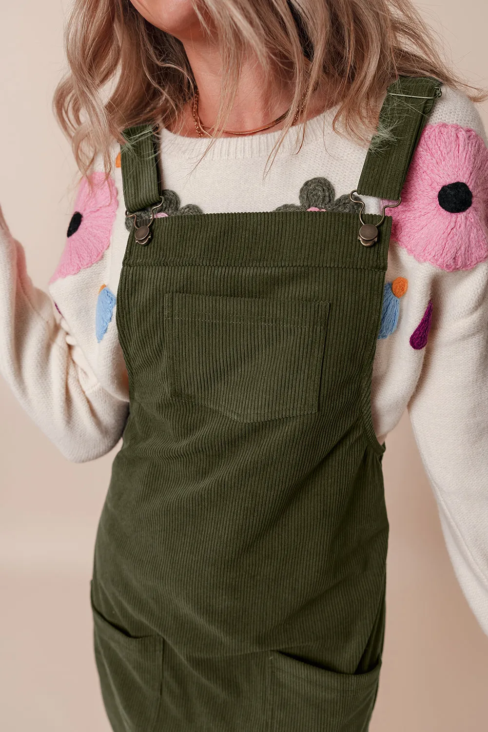 Casual Corduroy Overall Dress