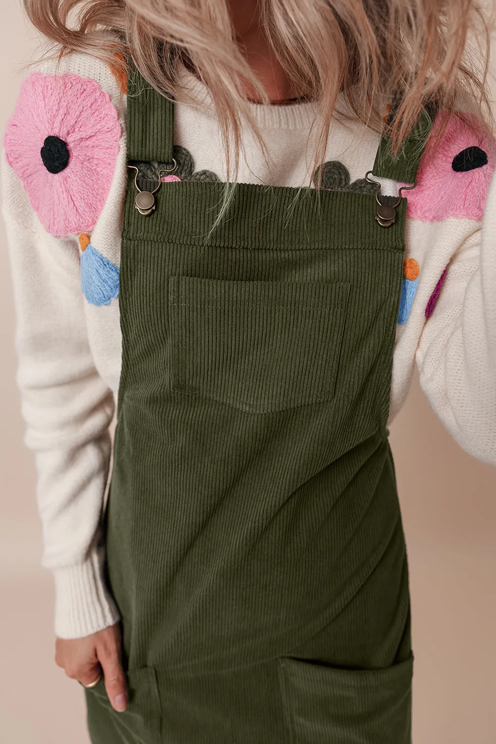 Casual Corduroy Overall Dress