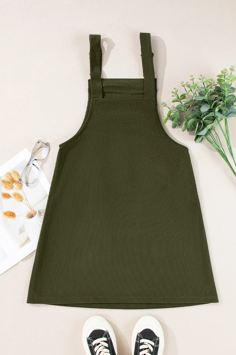 Casual Corduroy Overall Dress