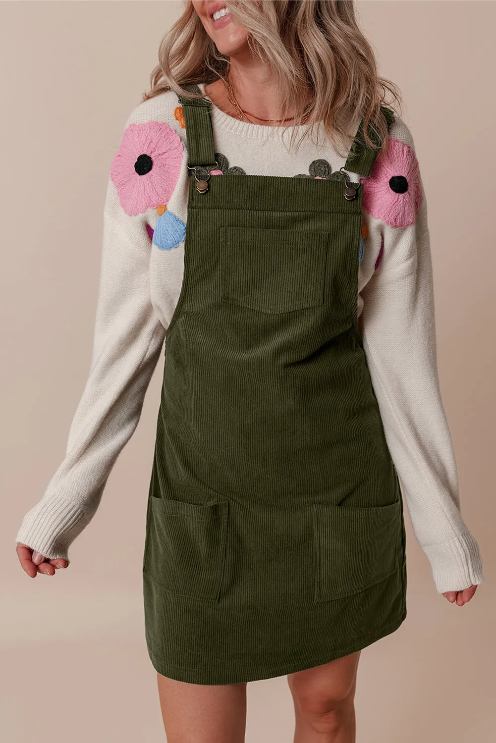 Casual Corduroy Overall Dress