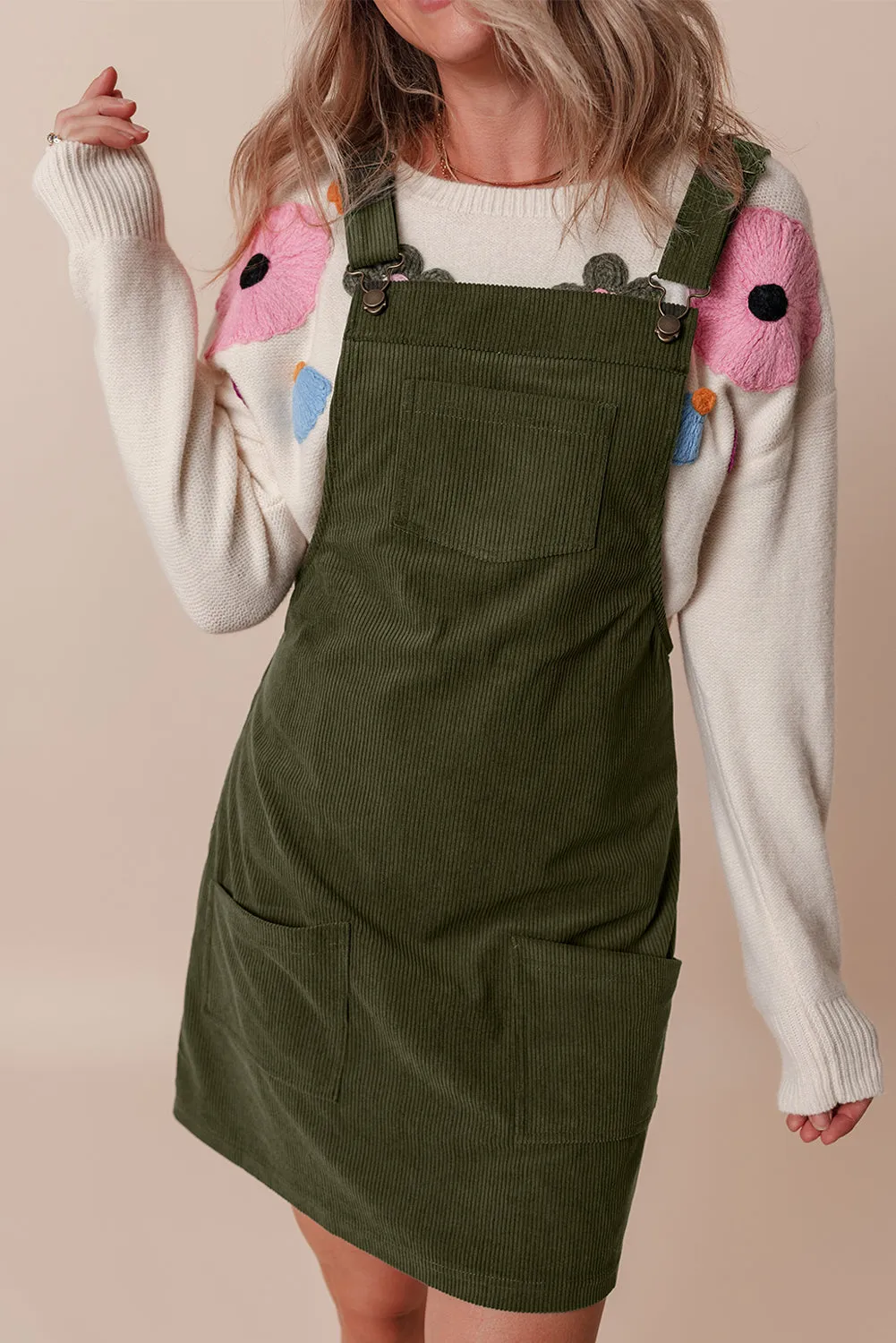 Casual Corduroy Overall Dress