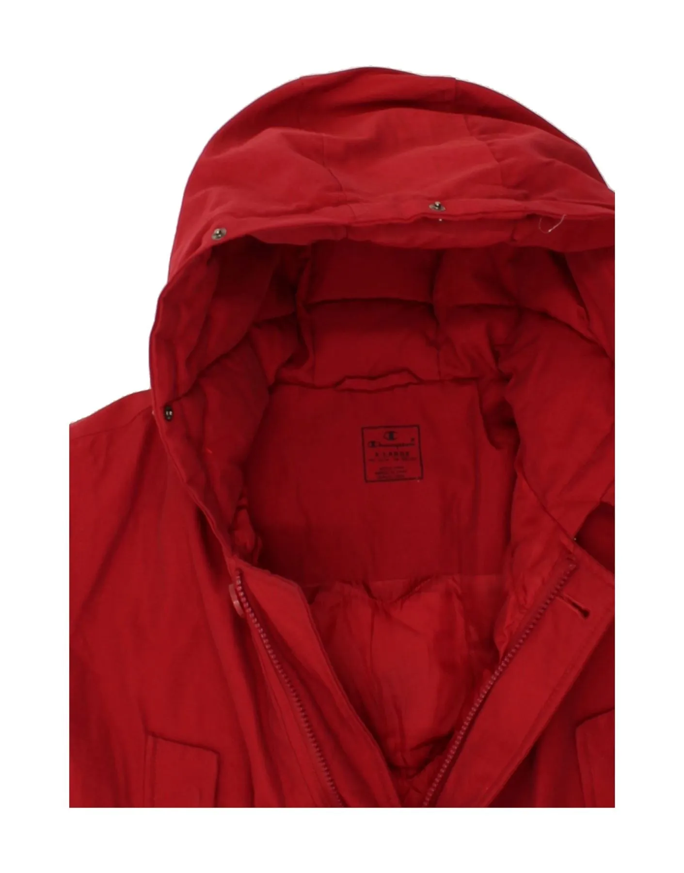 CHAMPION Boys Hooded Padded Coat 13-14 Years XL Red Polyester