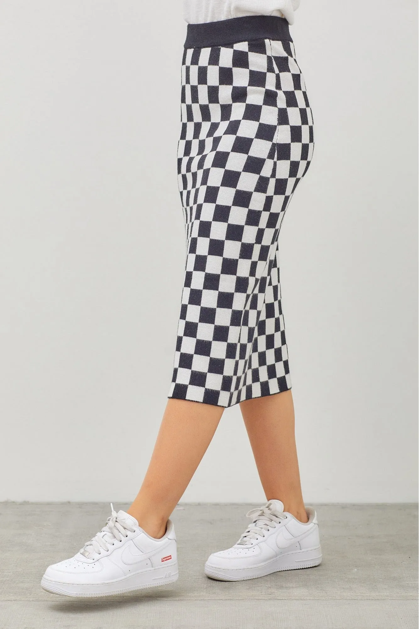 Checkered Midi Skirt