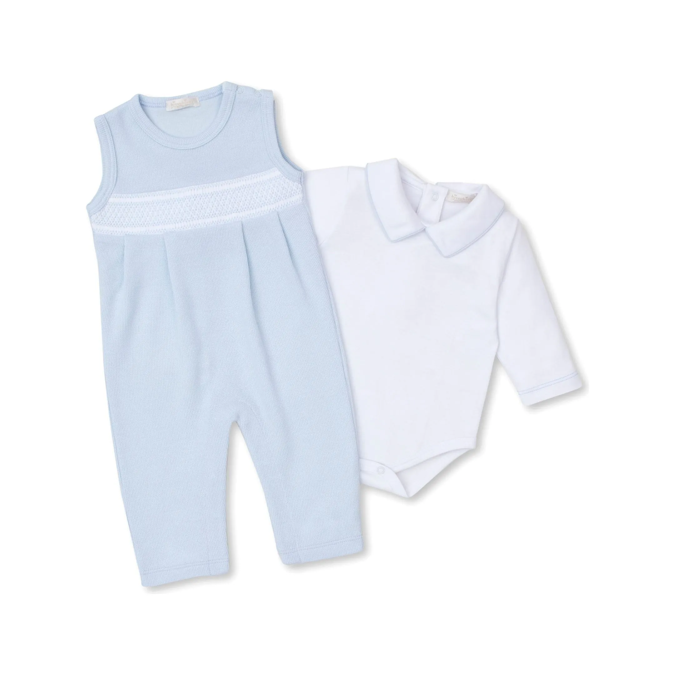 CLB Punto Ingles Smocked Overall Set in Blue