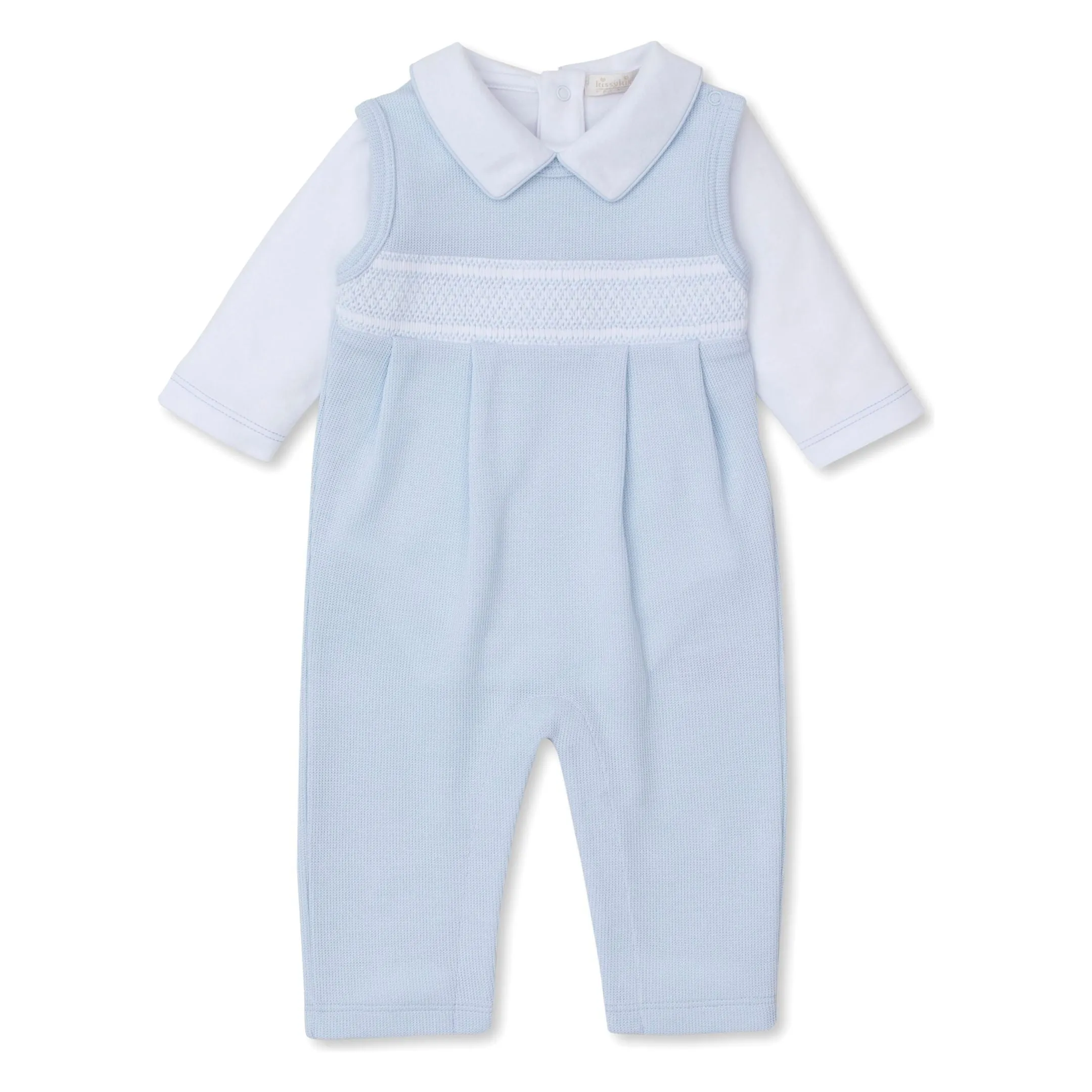 CLB Punto Ingles Smocked Overall Set in Blue