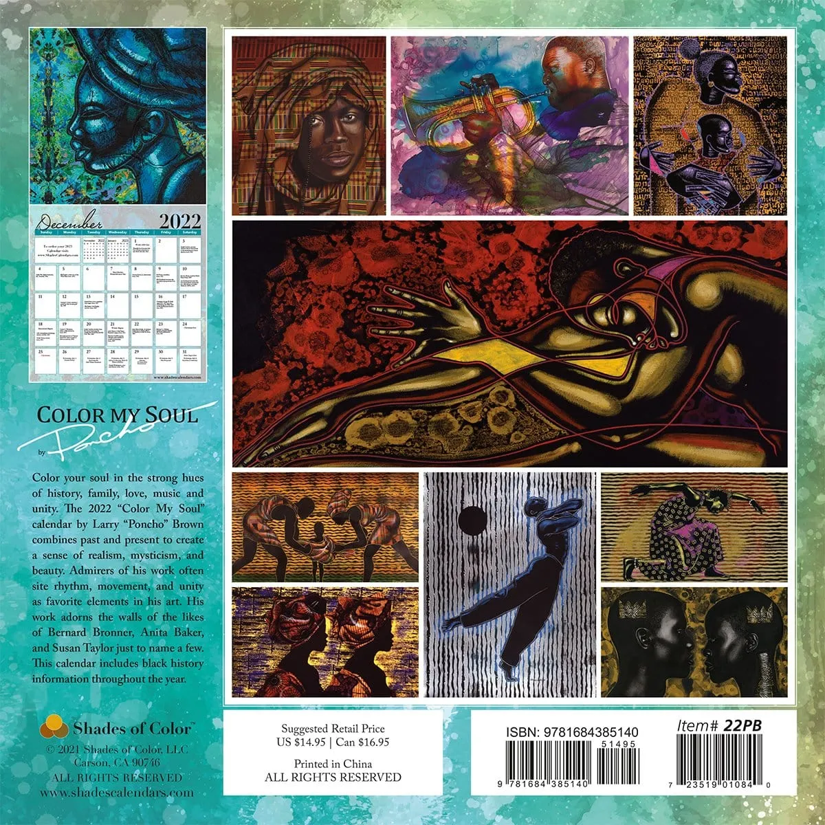 Color My Soul: The Art of Larry "Poncho" Brown 2022 Wall Calendar