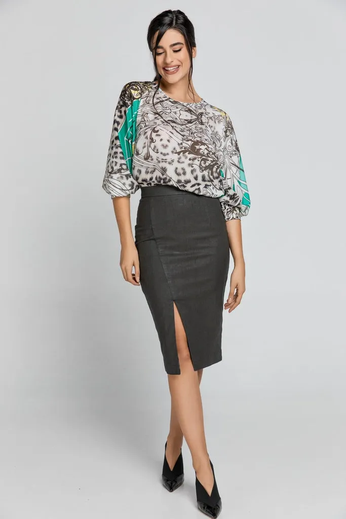 CONQUISTA FASHION - Original Dusty Green Pencil Skirt