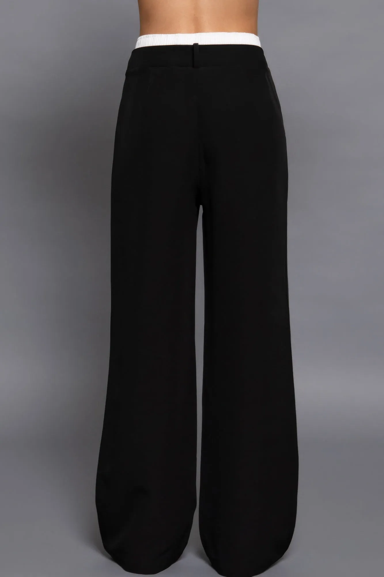 Contrast Waist Boxer Straight Long Pants