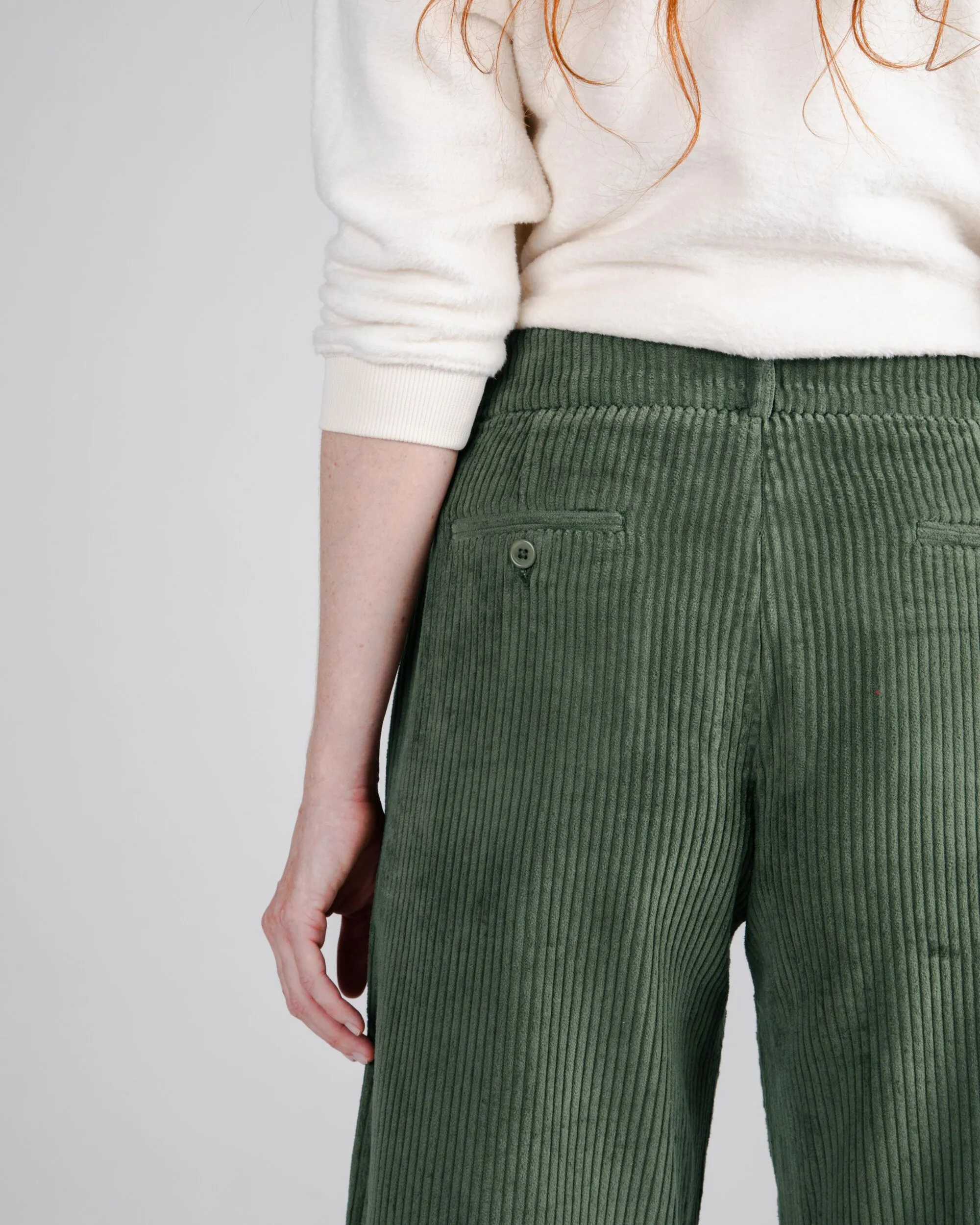 Corduroy Pleated Pant Stone Green