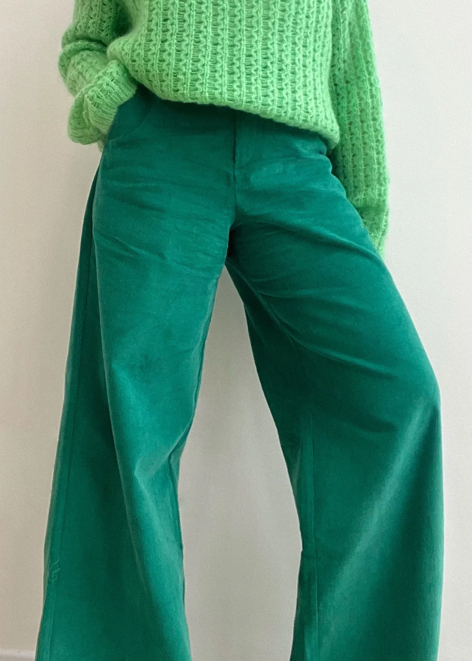 Corduroy Wide Leg Pants in Green