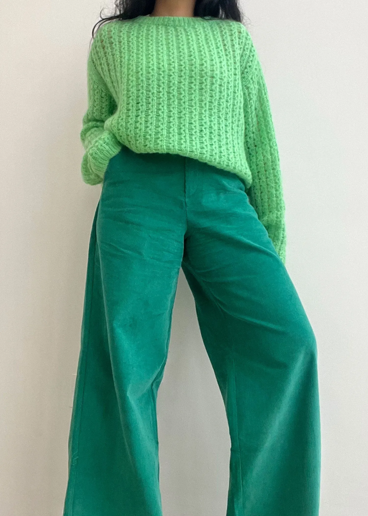 Corduroy Wide Leg Pants in Green