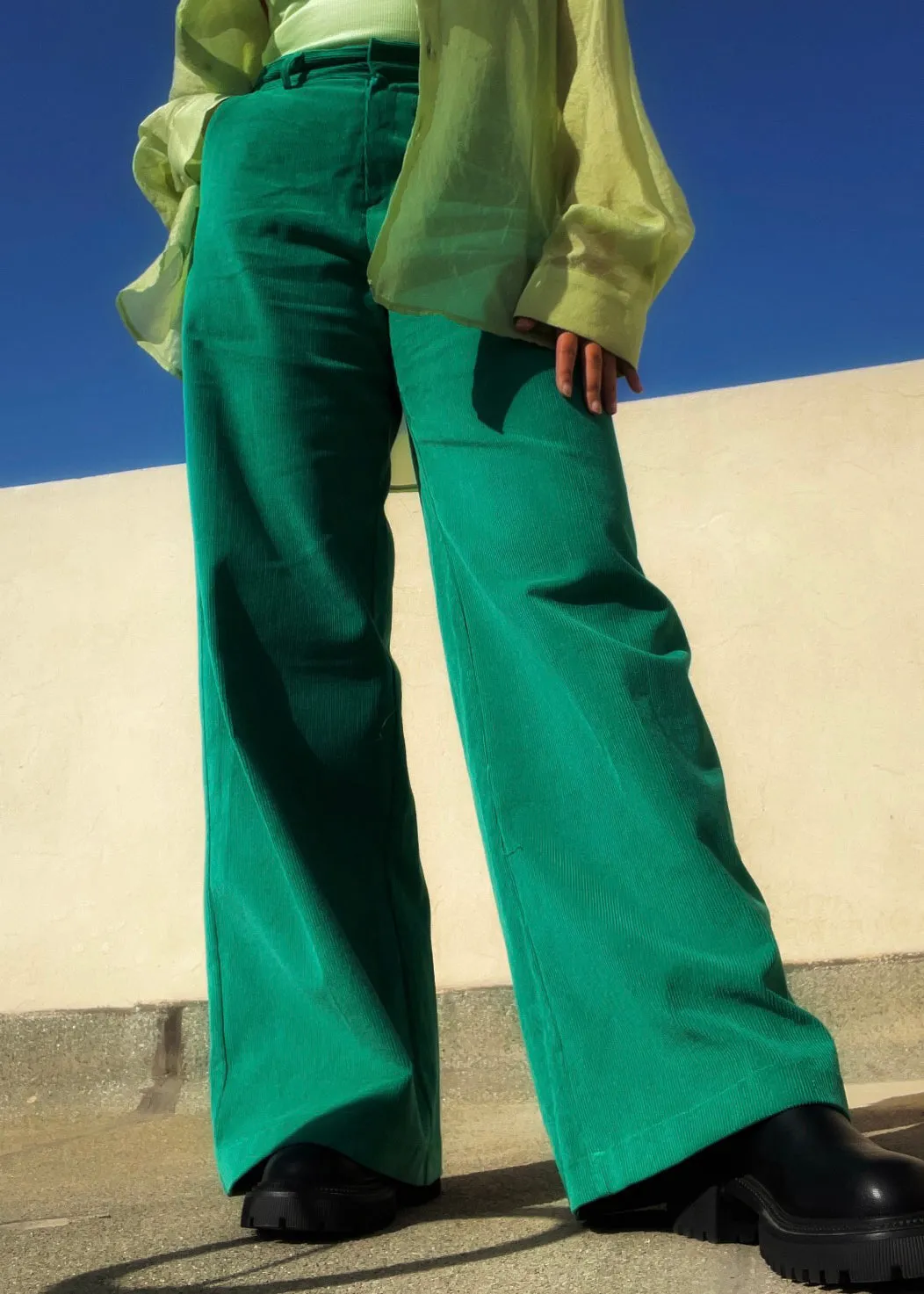 Corduroy Wide Leg Pants in Green