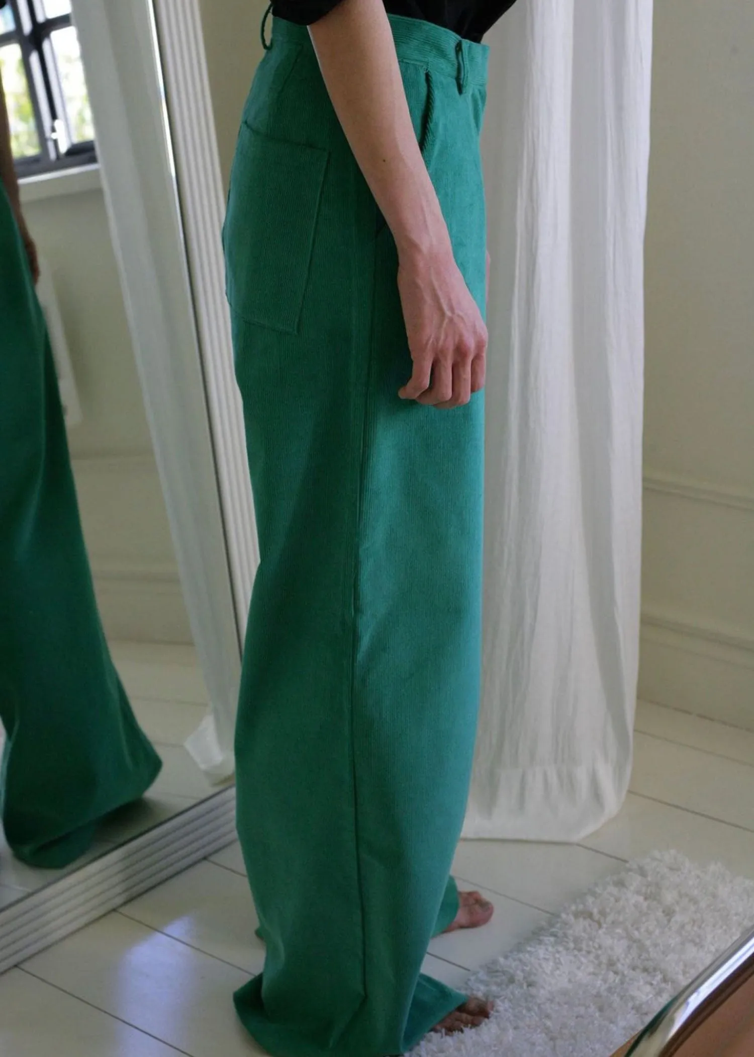 Corduroy Wide Leg Pants in Green