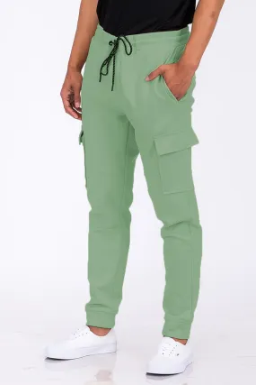 Cotton Blend Chameleon Green Cargo Joggers