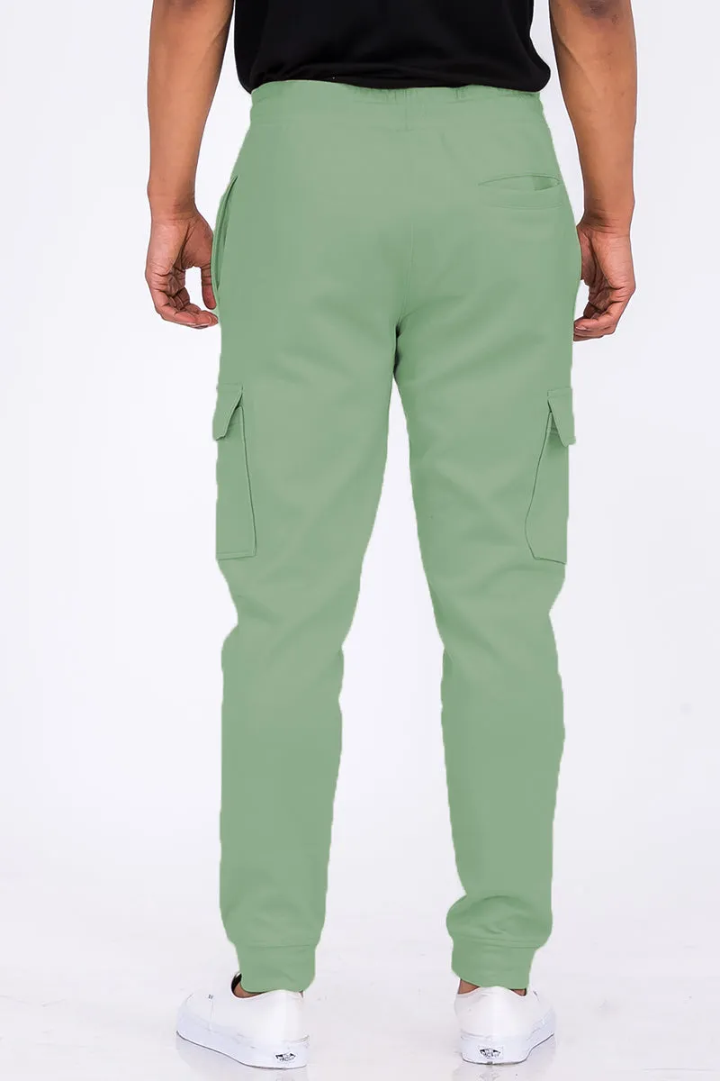 Cotton Blend Chameleon Green Cargo Joggers