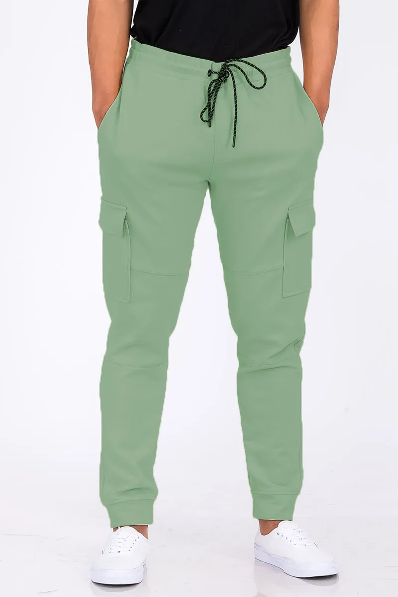 Cotton Blend Chameleon Green Cargo Joggers