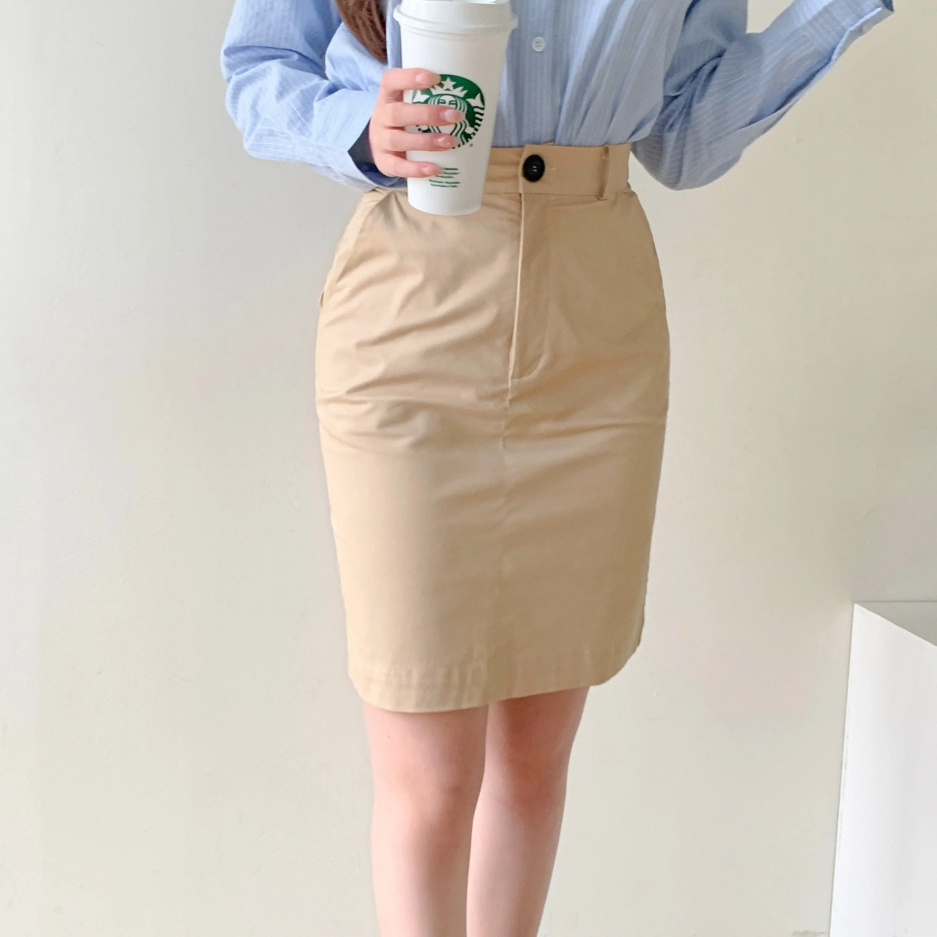 Cotton Midi-Pencil Skirt