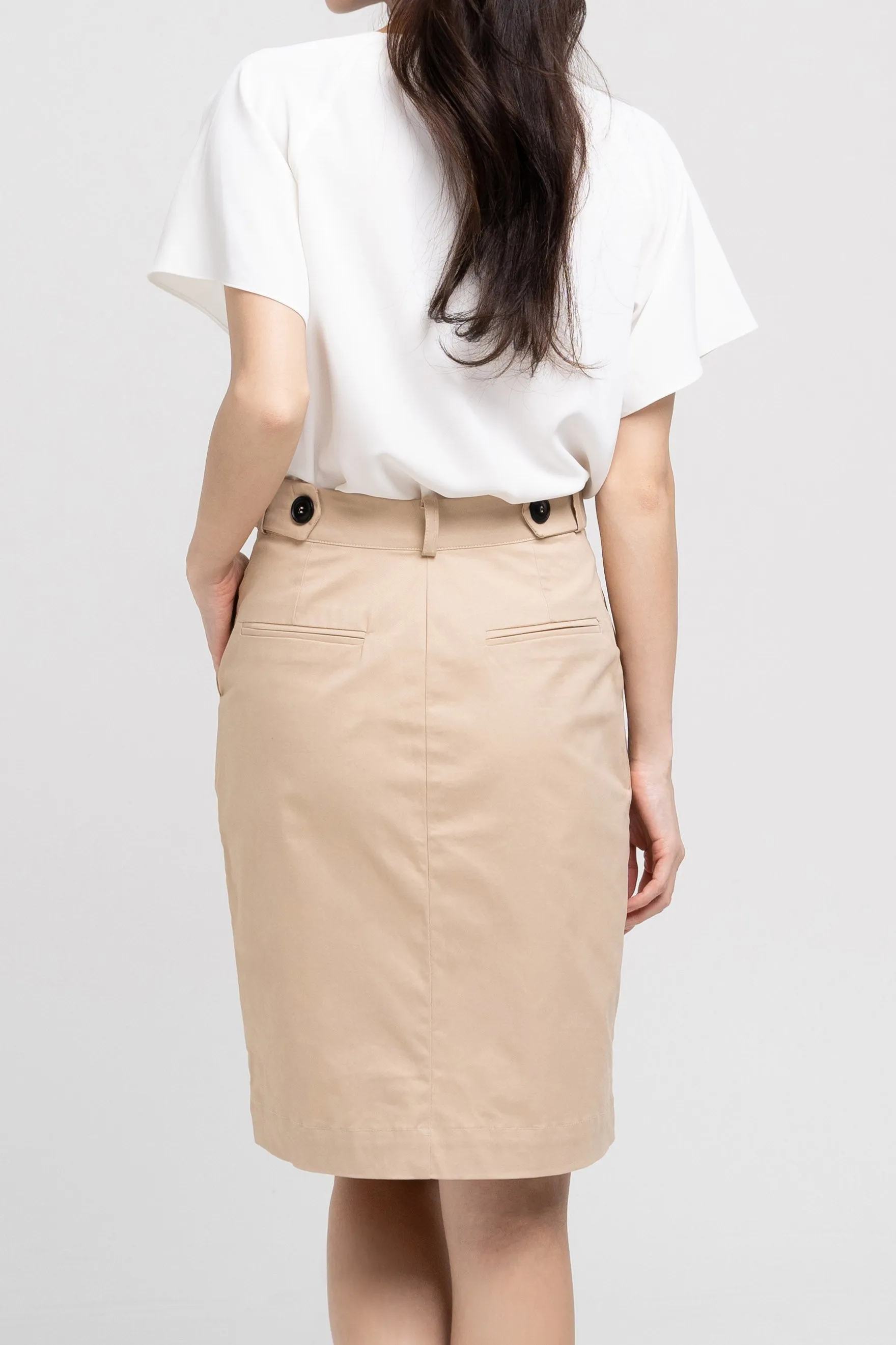 Cotton Midi-Pencil Skirt