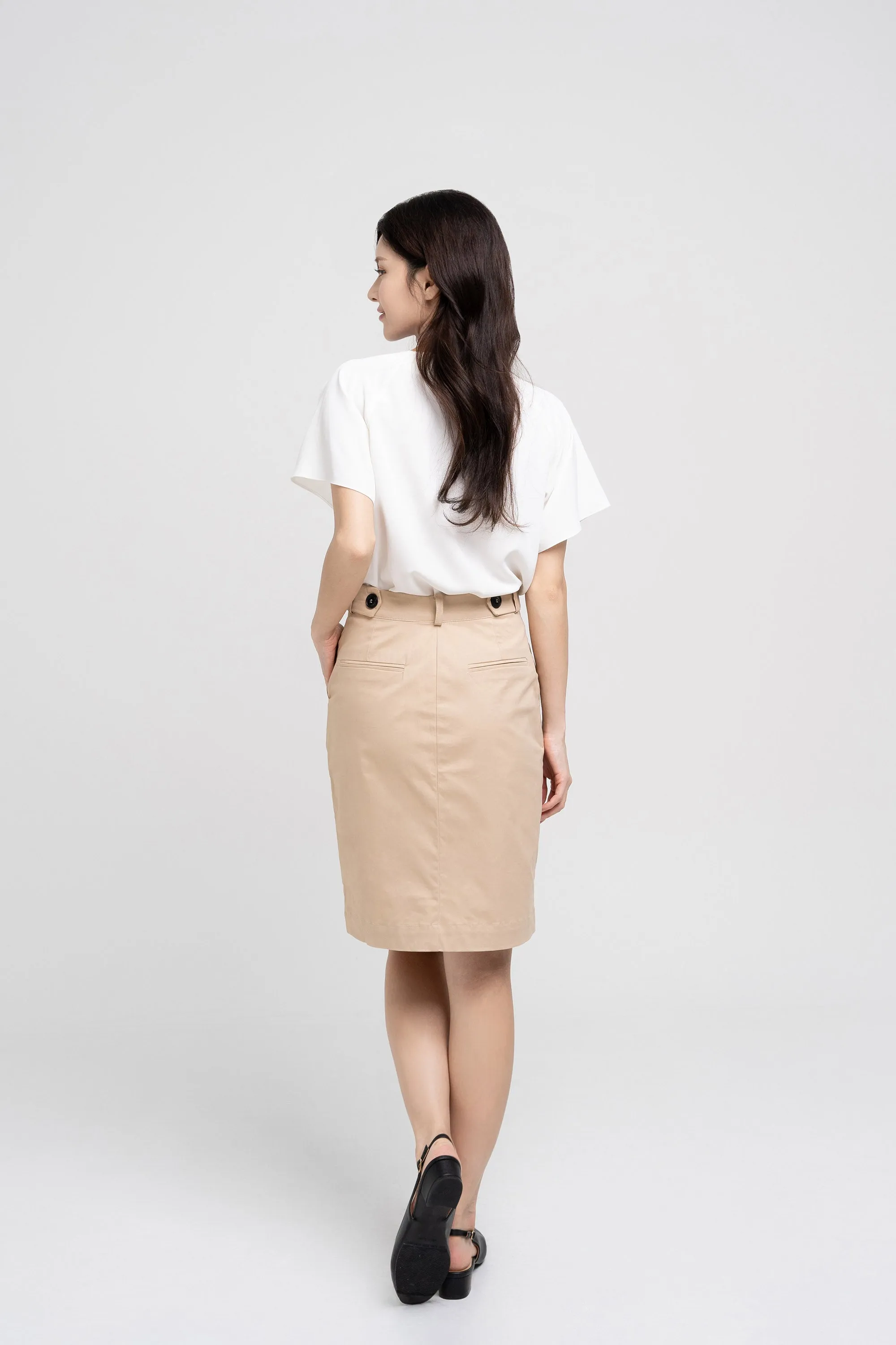 Cotton Midi-Pencil Skirt