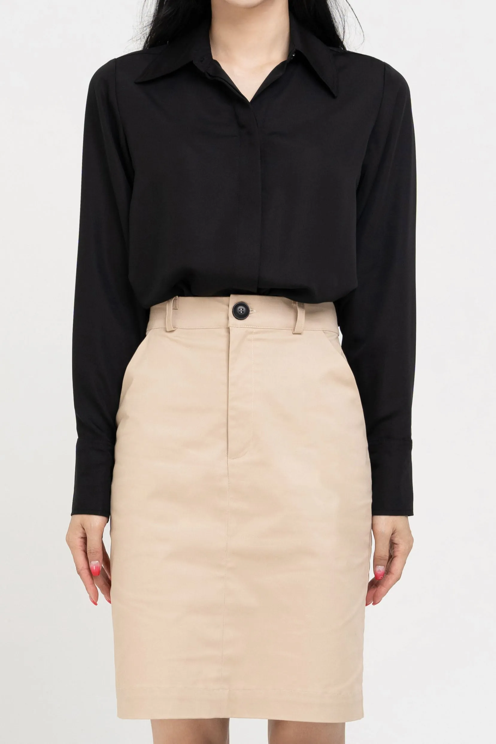 Cotton Midi-Pencil Skirt