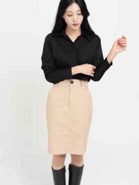 Cotton Midi-Pencil Skirt