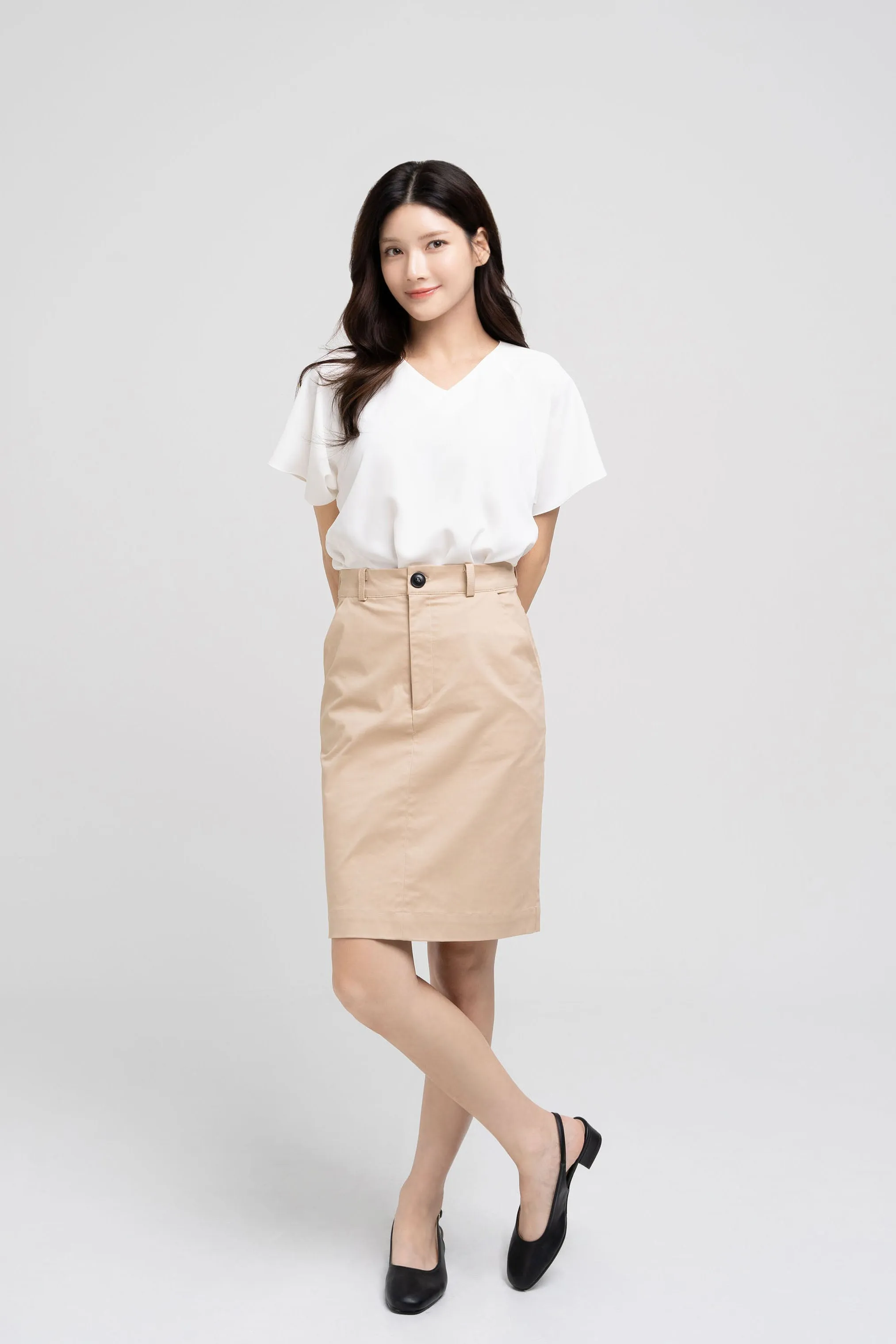 Cotton Midi-Pencil Skirt