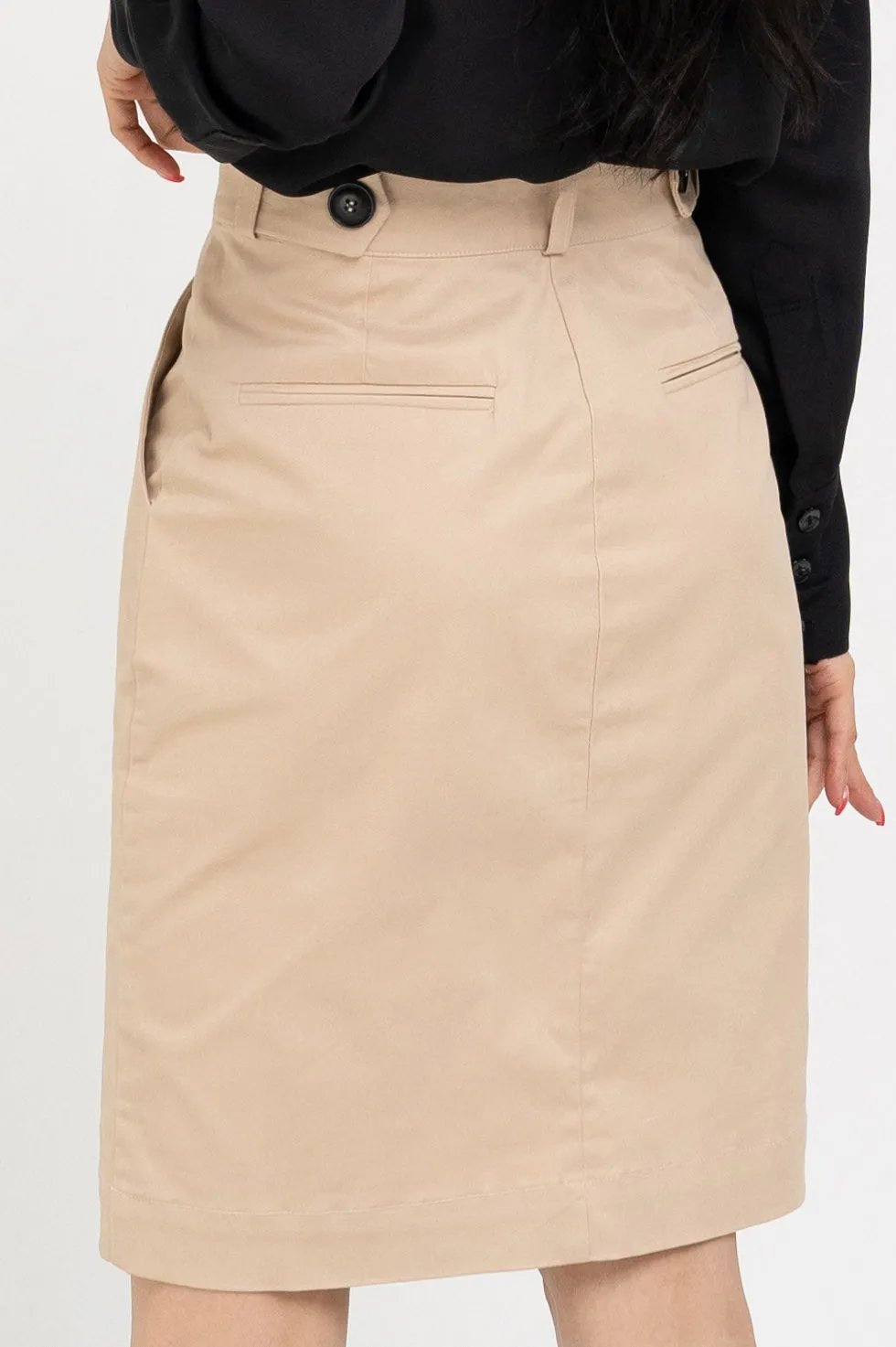 Cotton Midi-Pencil Skirt