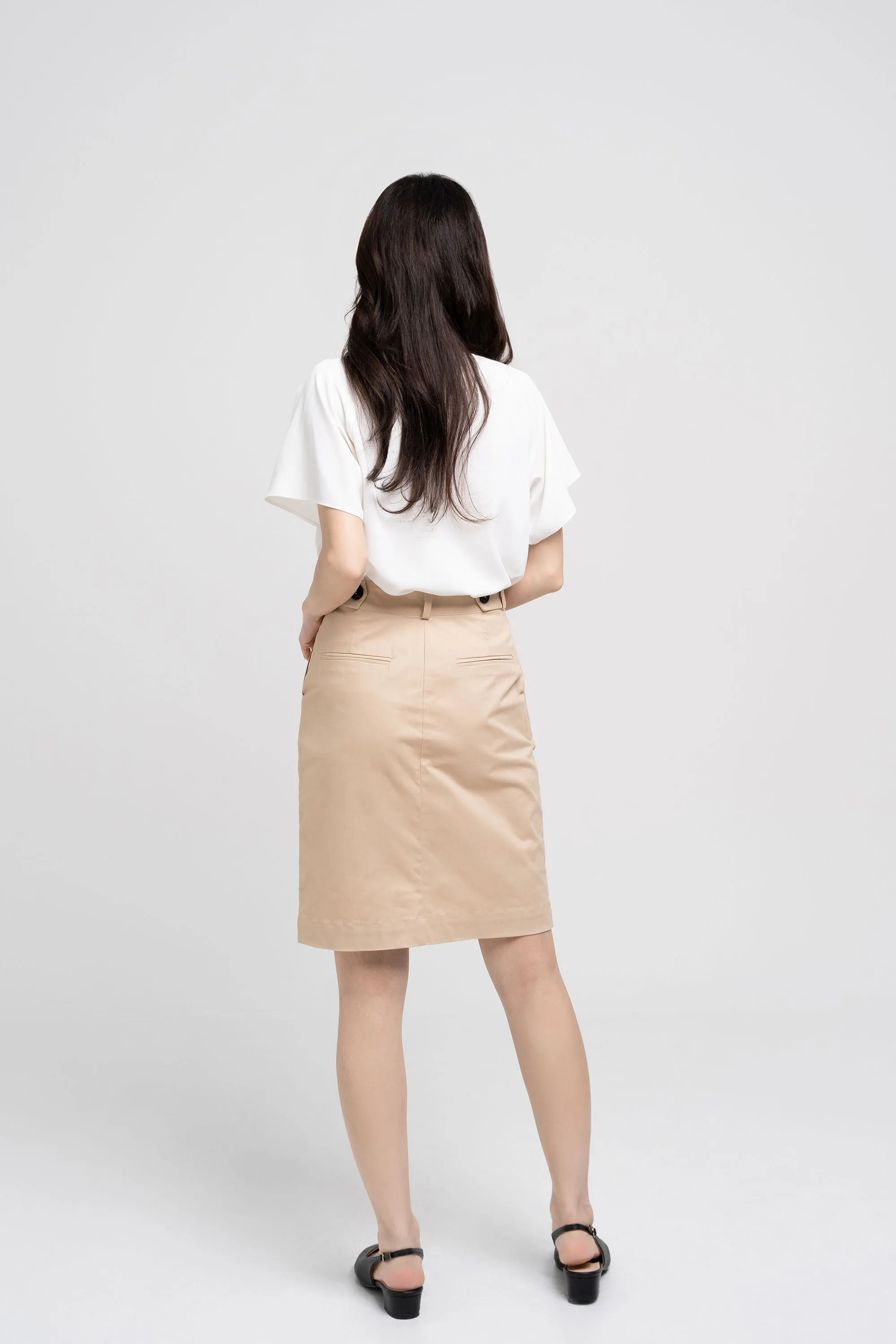 Cotton Midi-Pencil Skirt