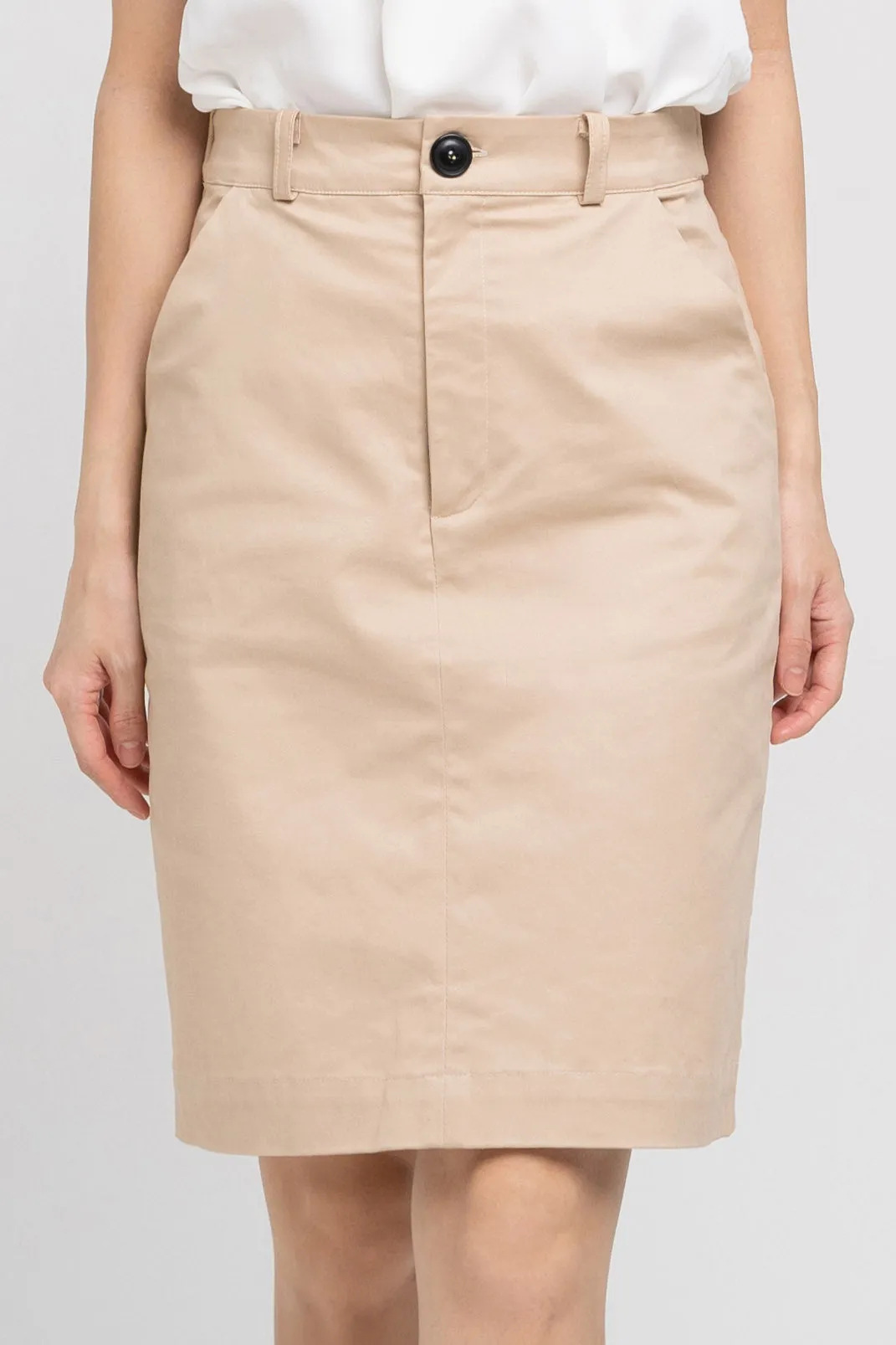 Cotton Midi-Pencil Skirt