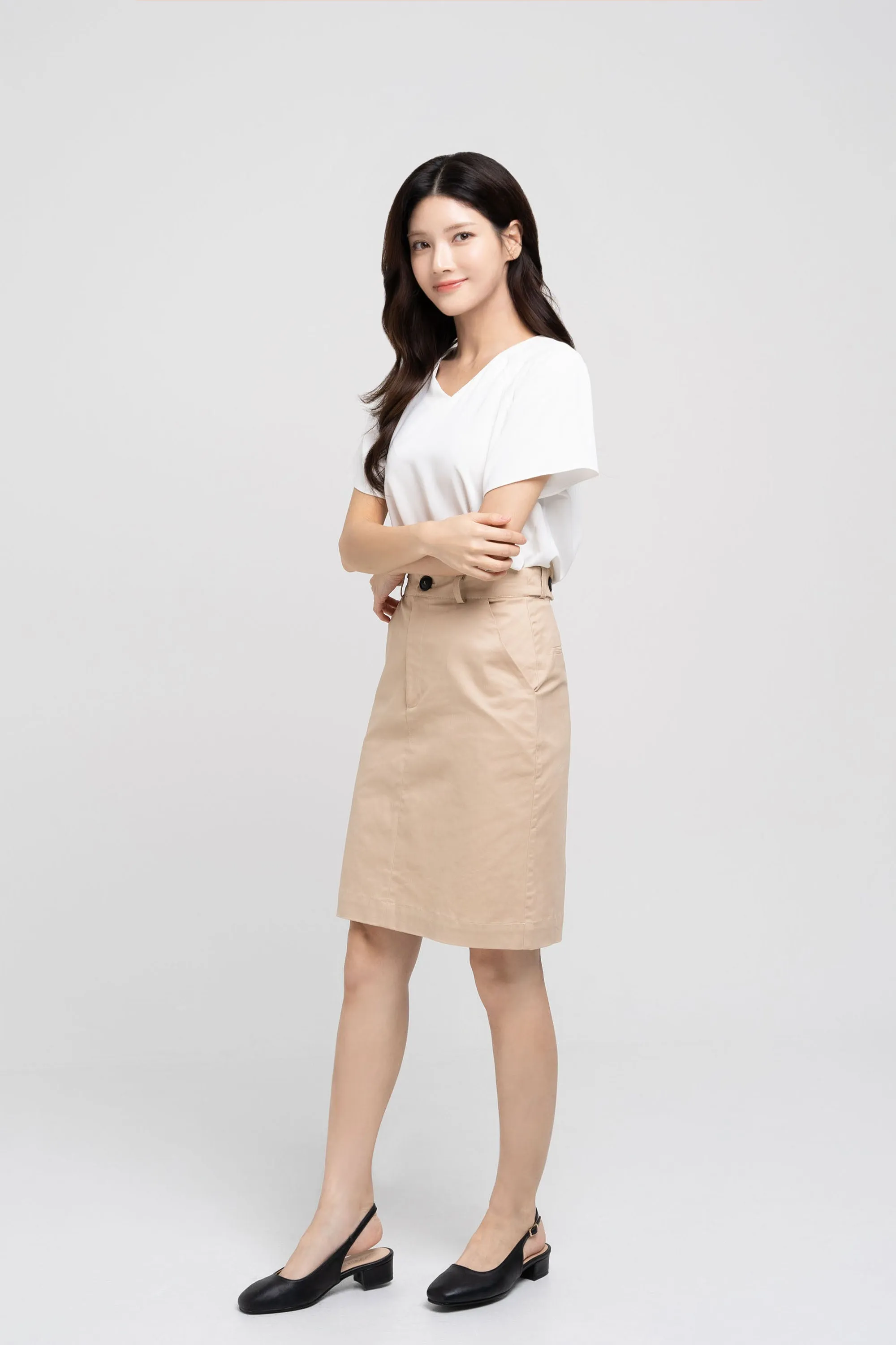 Cotton Midi-Pencil Skirt