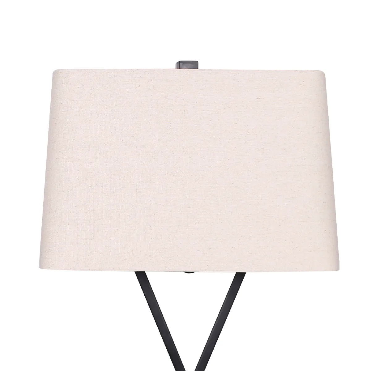 Cream Linen Shade Metal Table Lamp Pair - Sarantino