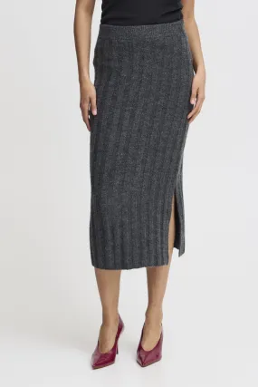 DARK GREY KNIT MIDI SKIRT