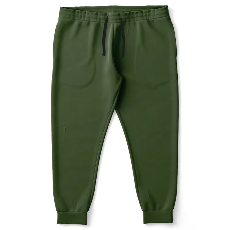 Dark Warm Green Joggers | Unisex | with PLUS sizes | Dark Pastel Warm Green | C30M0Y60K80