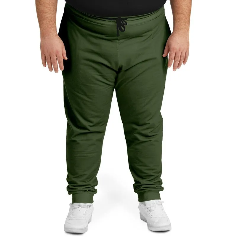 Dark Warm Green Joggers | Unisex | with PLUS sizes | Dark Pastel Warm Green | C30M0Y60K80