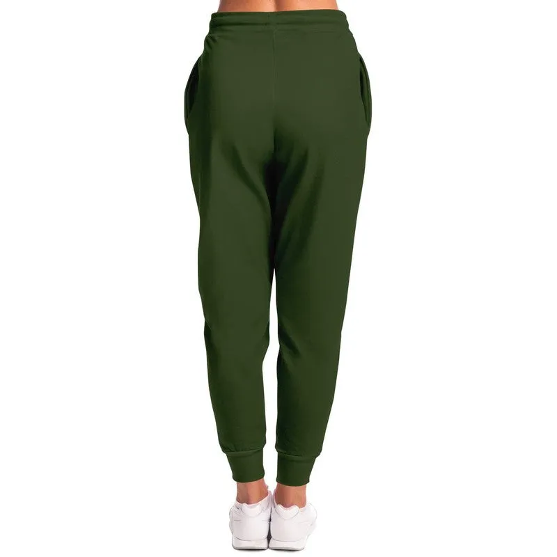 Dark Warm Green Joggers | Unisex | with PLUS sizes | Dark Pastel Warm Green | C30M0Y60K80