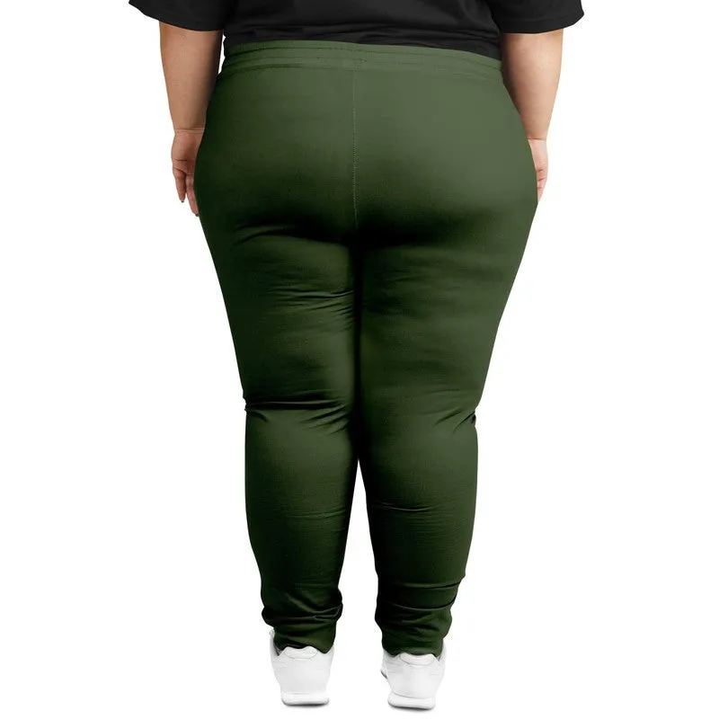 Dark Warm Green Joggers | Unisex | with PLUS sizes | Dark Pastel Warm Green | C30M0Y60K80