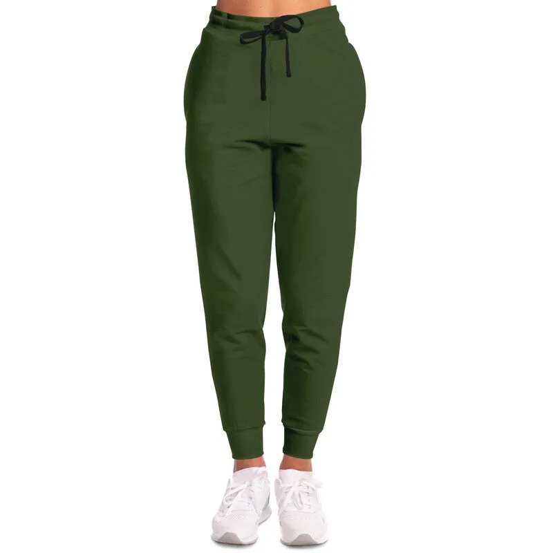 Dark Warm Green Joggers | Unisex | with PLUS sizes | Dark Pastel Warm Green | C30M0Y60K80