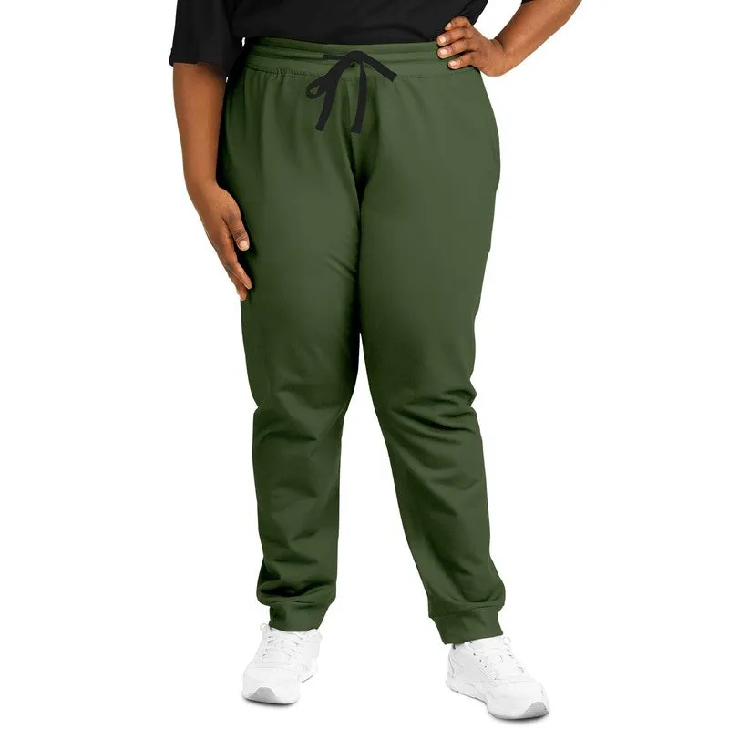 Dark Warm Green Joggers | Unisex | with PLUS sizes | Dark Pastel Warm Green | C30M0Y60K80