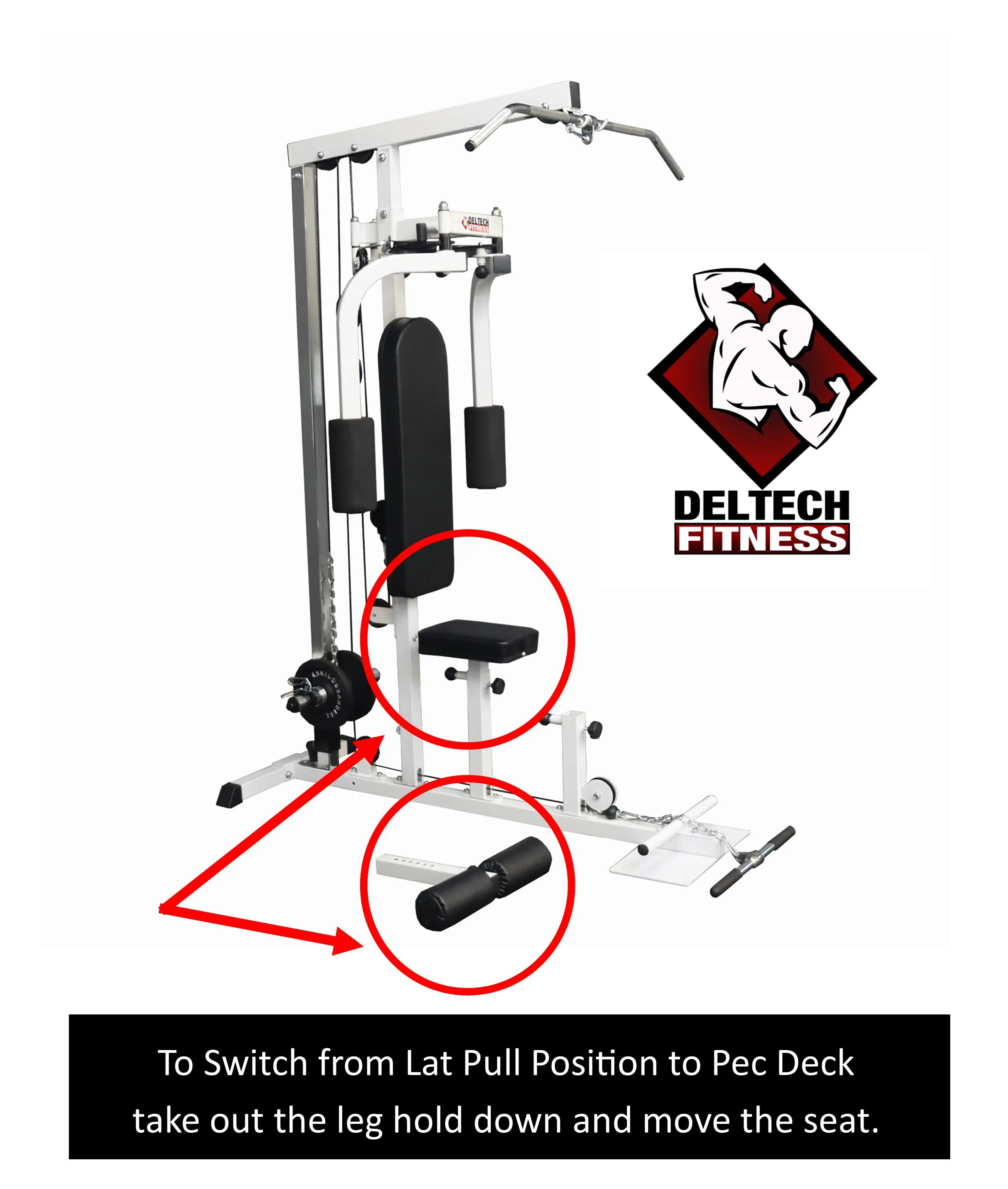 Deltech Fitness Lat Pull Down Machine with Pec Dec (DF930)